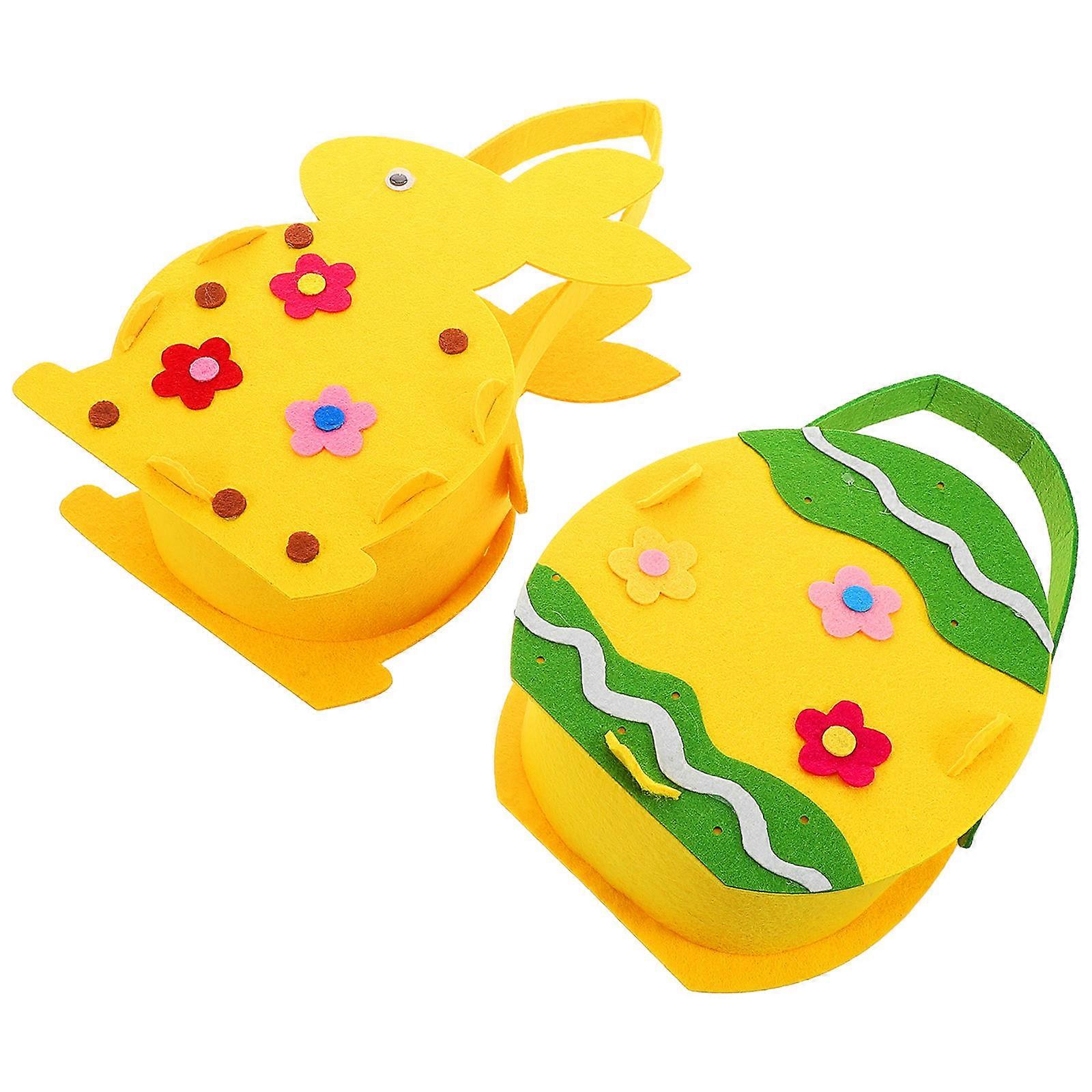 Reusable Easter Bunny Felt Baskets for Candy Storage 2Pcs Felt Tote Bags