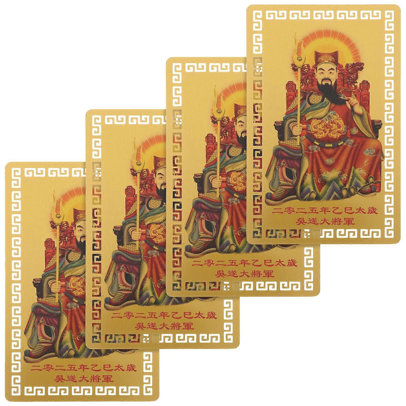 Golden Amulet Card for Good Luck 4 Sheets Chinese Style Charm
