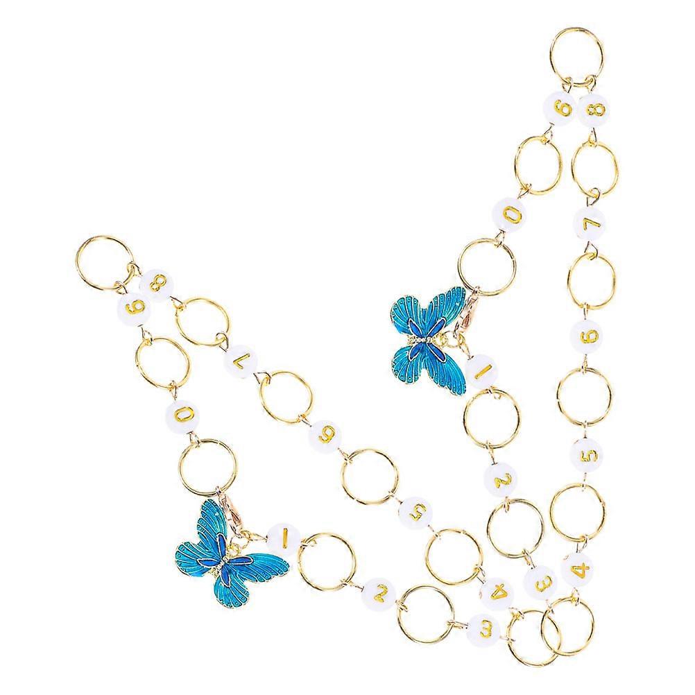 Knitting Row Counter Chain with Stitch Markers Metal for 2Pcs Use