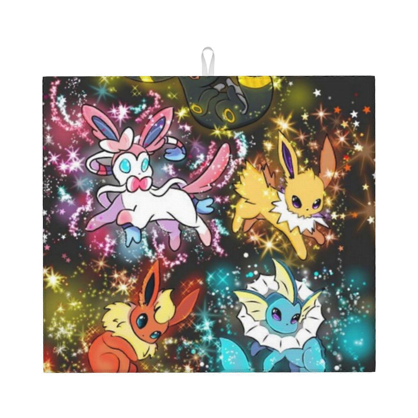 Pikachu Dish Drying Mat For Kitchen Counter, Microfiber Dish Mat, Fast Absorbent Draining Pad