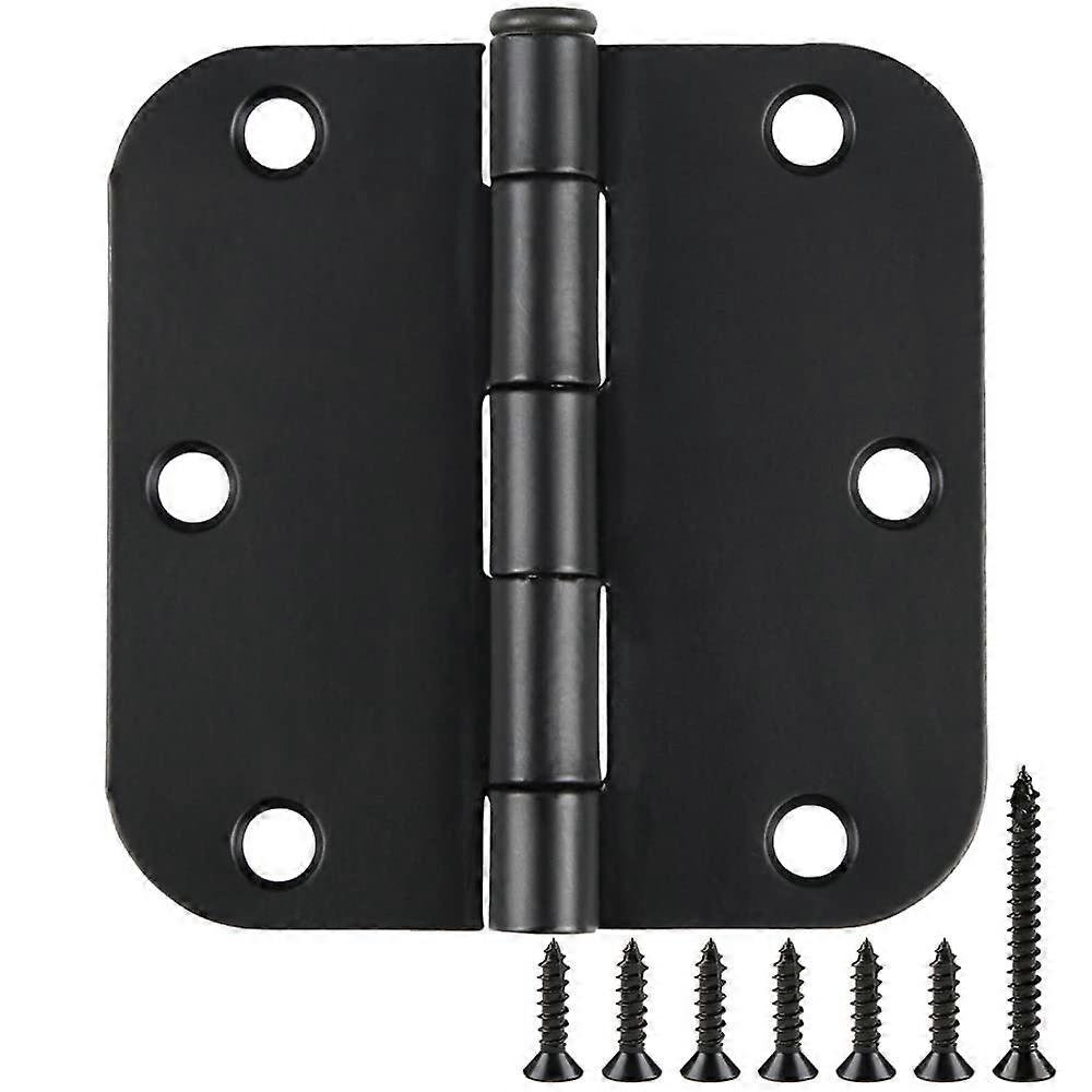 30 Pack 3.5 Inch Matte Black Door Hinges 5/8' Radius Rounded Corner Interior with Screws