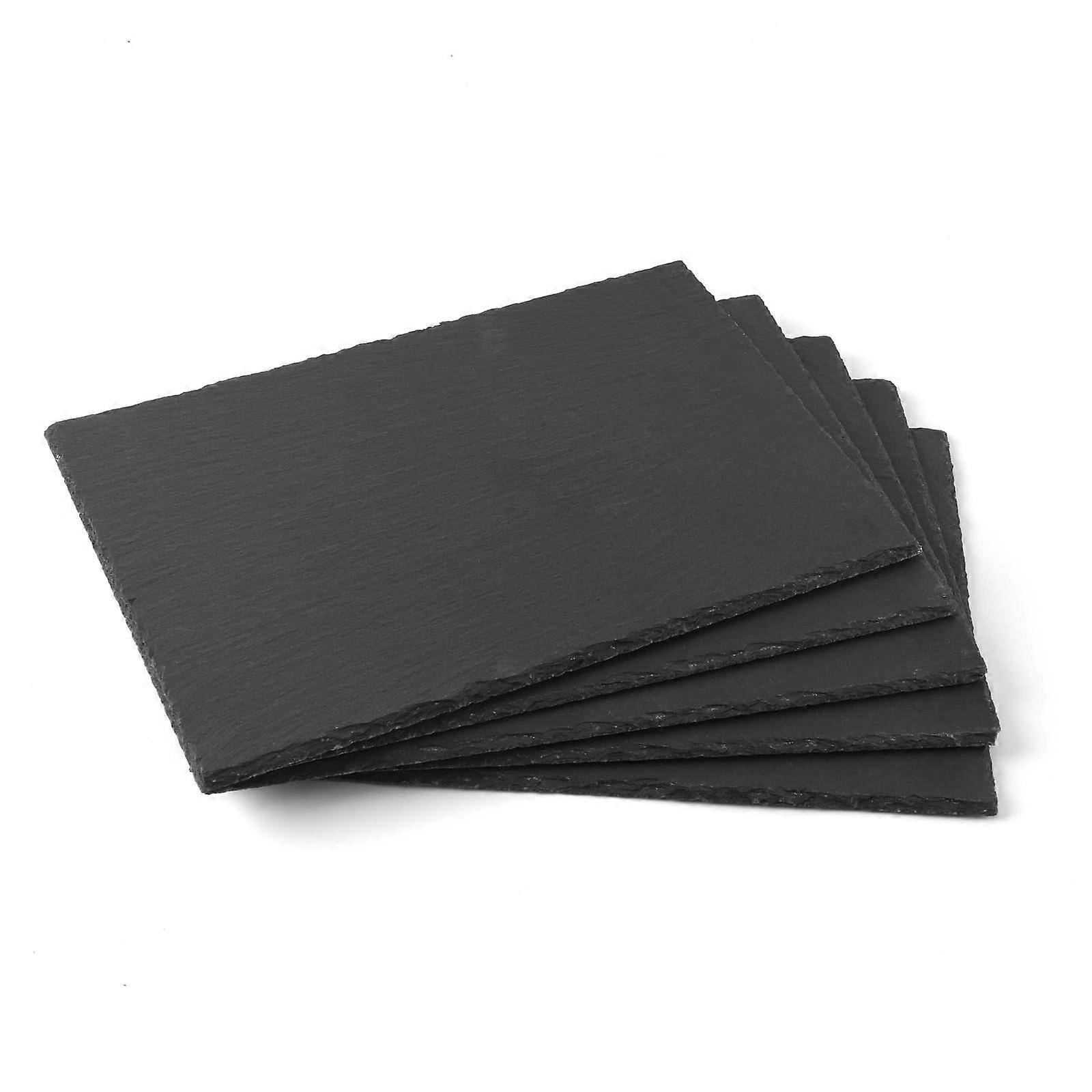 13x9 Black Slate Cheese Board Set of 5 with Natural Edge, NonSlip Pads for Appetizers and Charcuterie