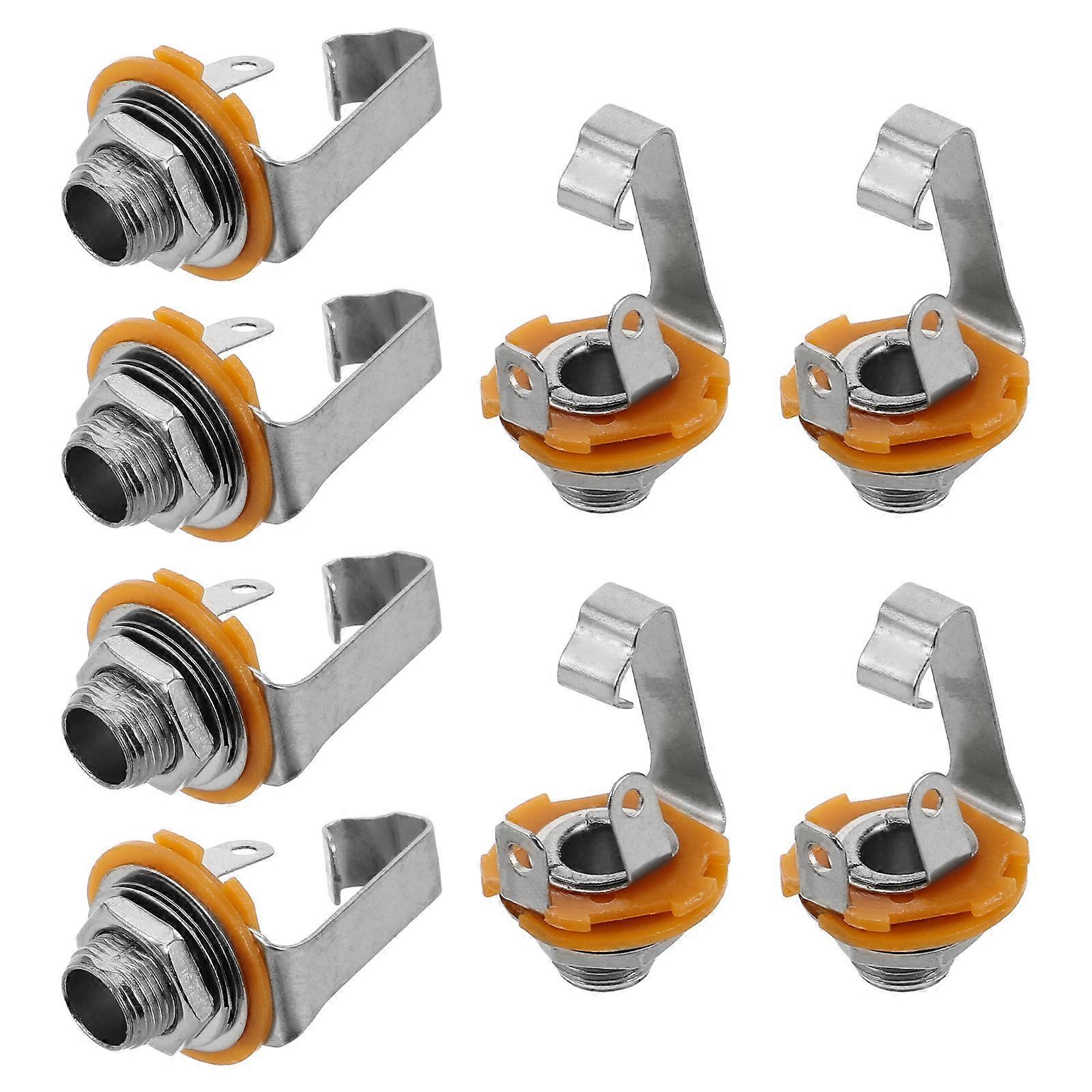 Guitar Input Jack Socket Audio Adapter for Microphone 8Pcs Silver Metal