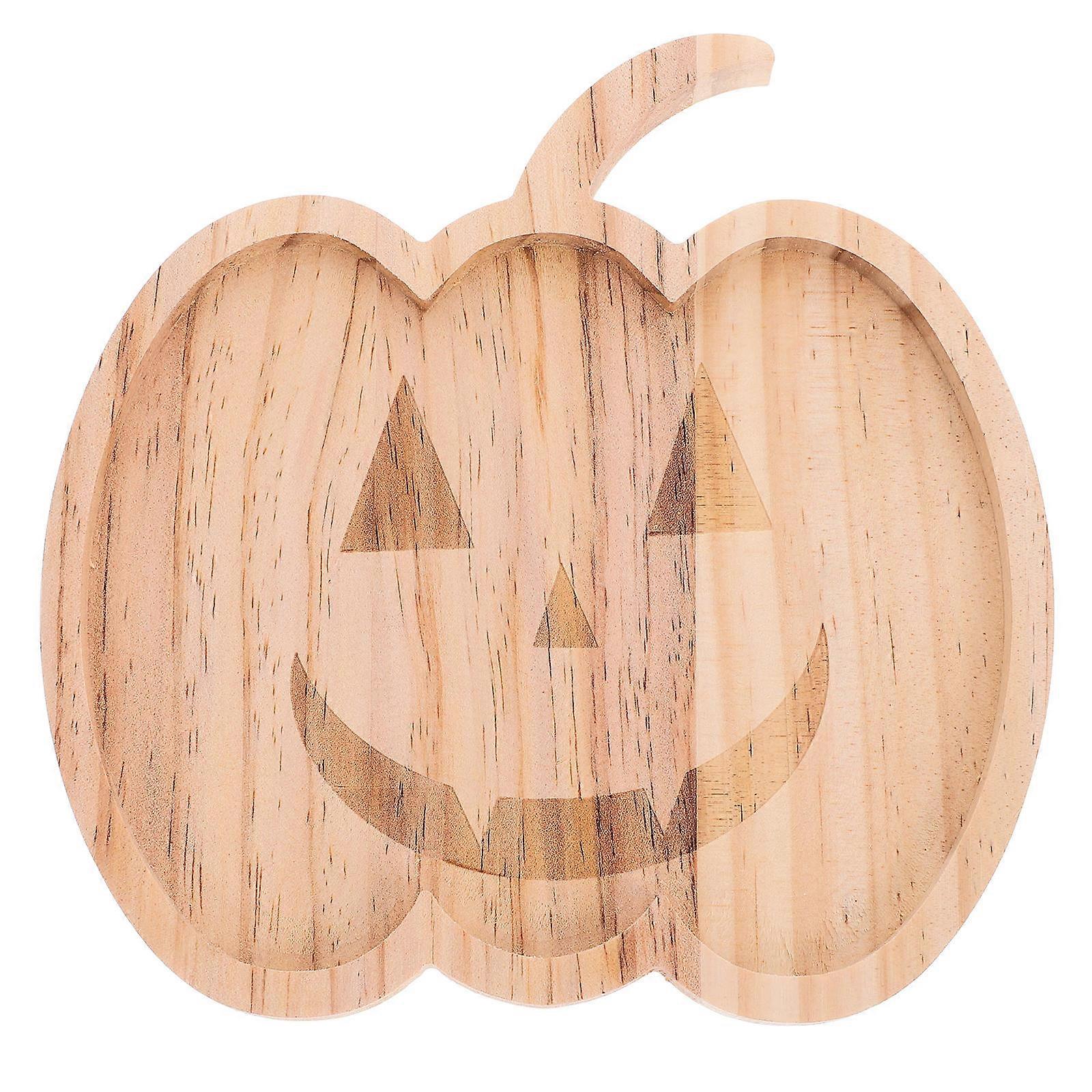 Halloween Wooden Plate Pumpkin Shape Serving Tray for Storage