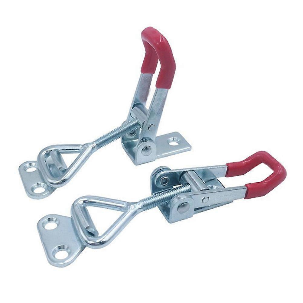 2pcs Quick-Release Toggle Clamp Hold Toggle Clamps Welding Machine Operation Mold Metal (Silver+Red)