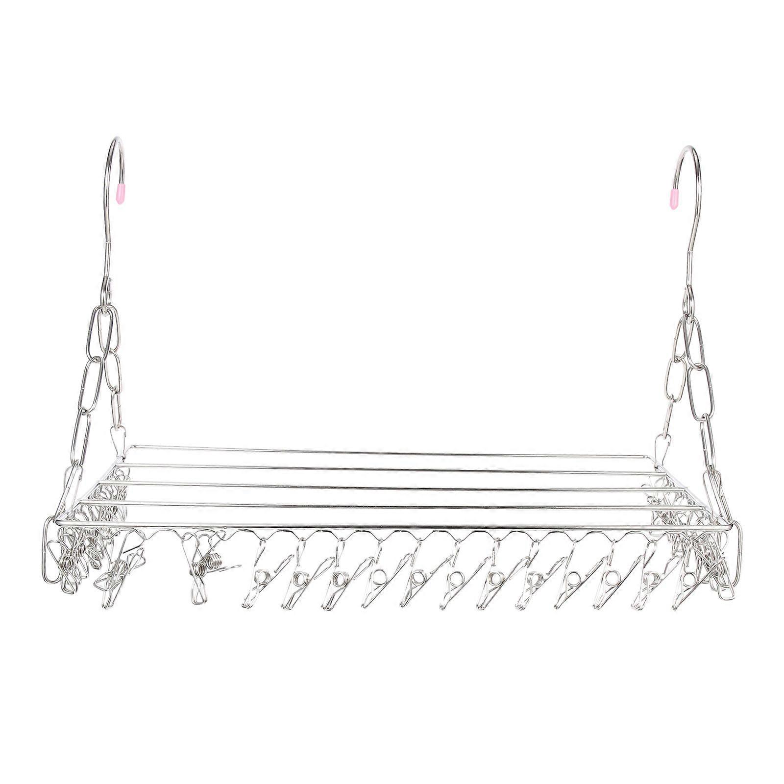 Stainless Steel Sock Hanger Multiple Clip Drying Rack with 36 Clips