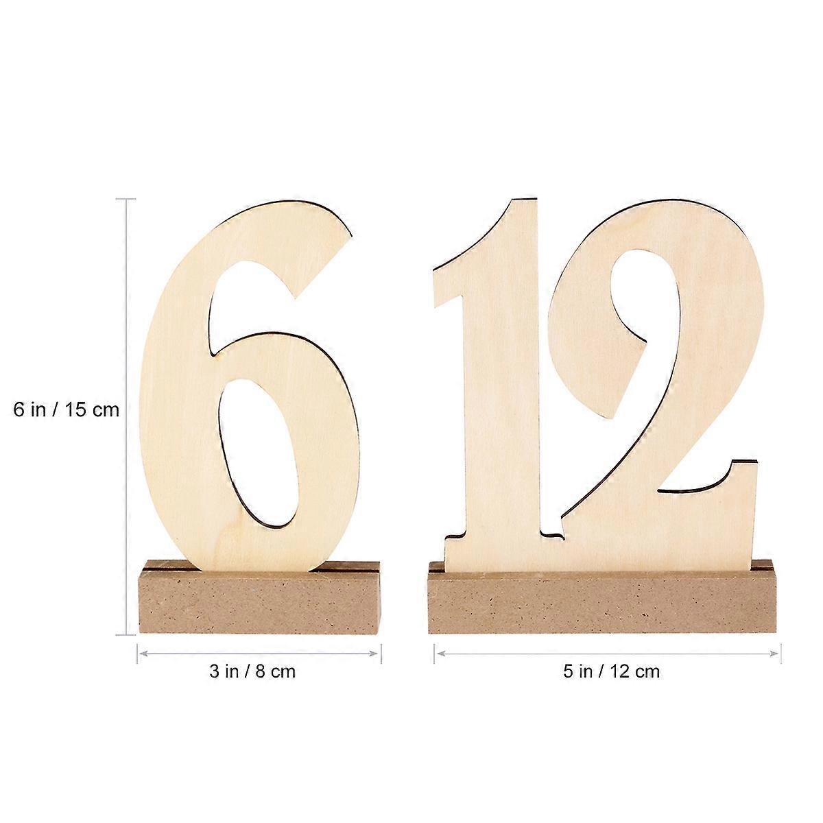 Wedding Table Numbers with Wooden Holder Base 20Pcs Set
