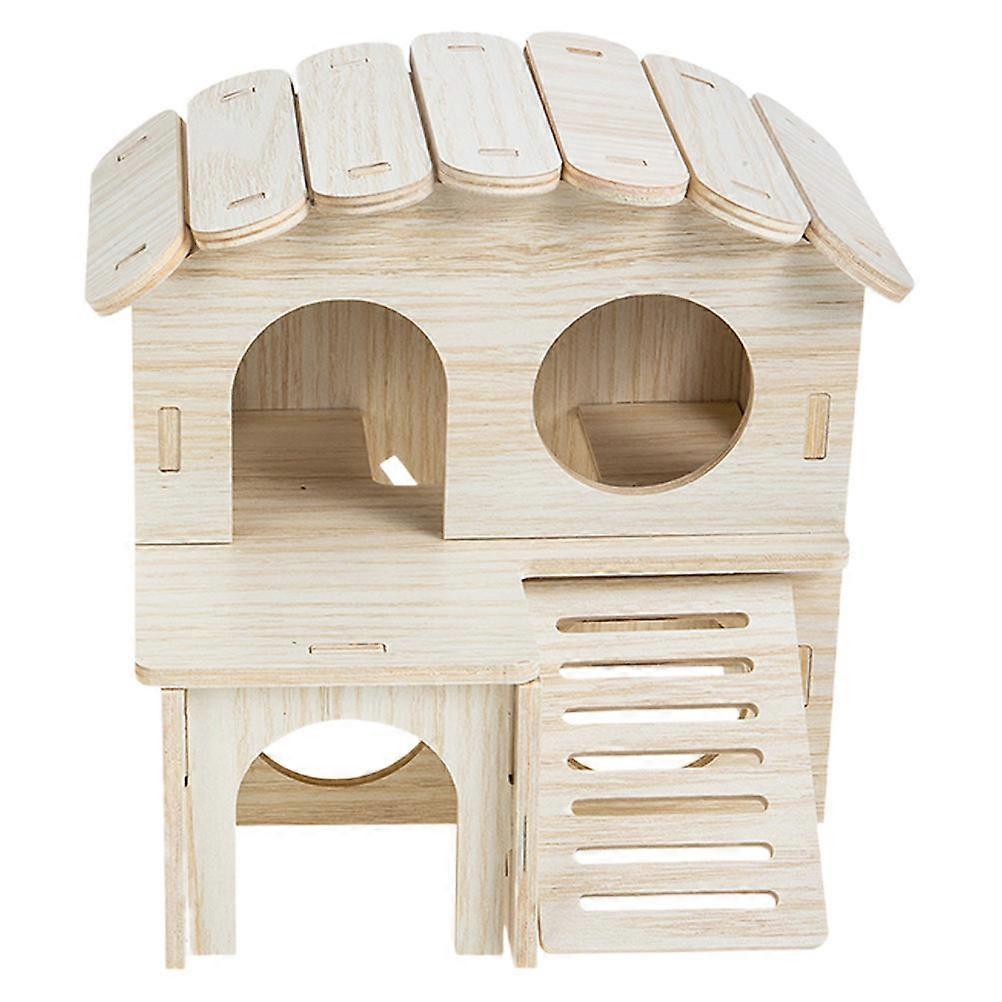 Hamster Cage Wooden Hideout Double Layer Sleeping House 3Pcs Set