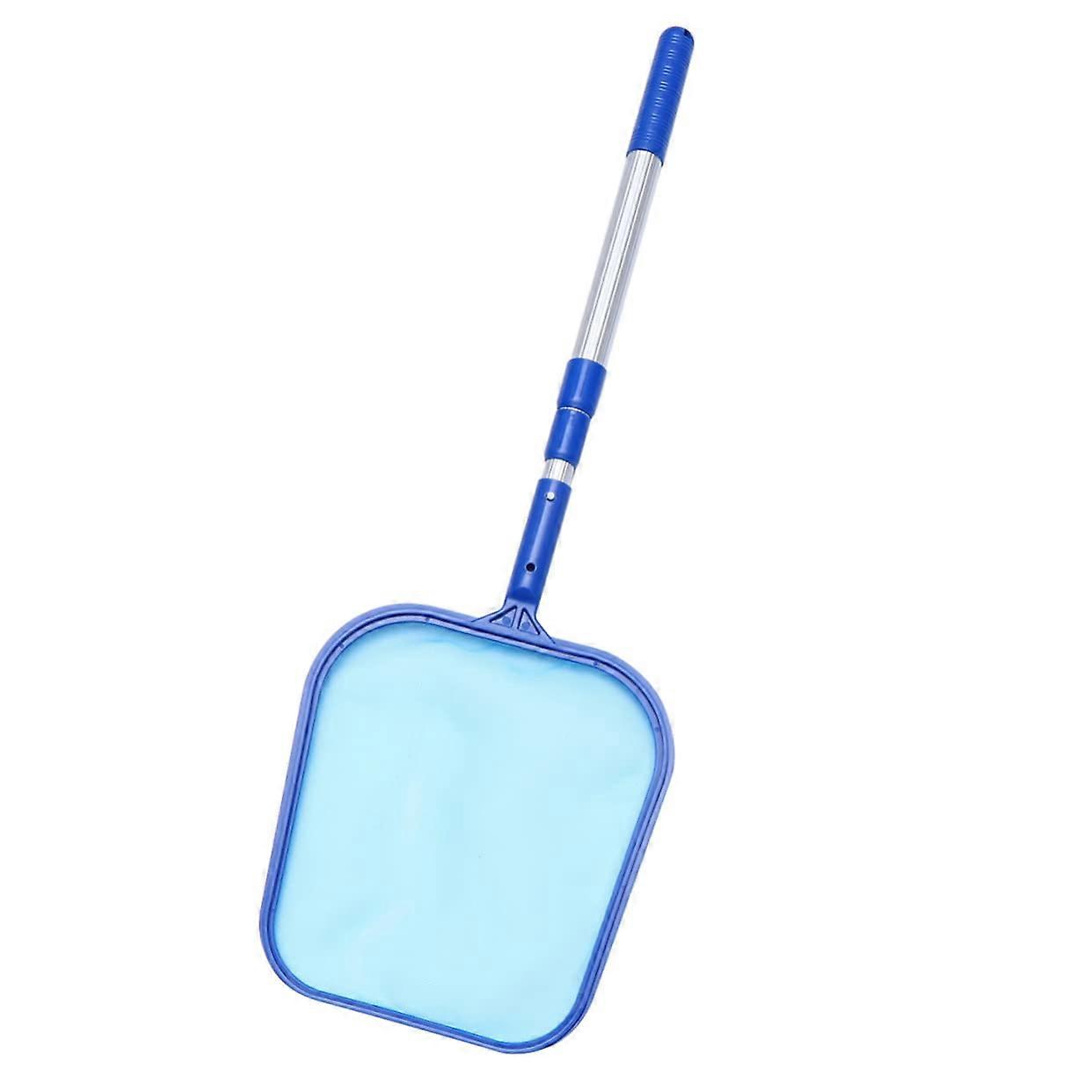 Adjustable Pool Skimmer with Aluminum Pole Blue Mesh Leaf Net for Efficient Debris Removal