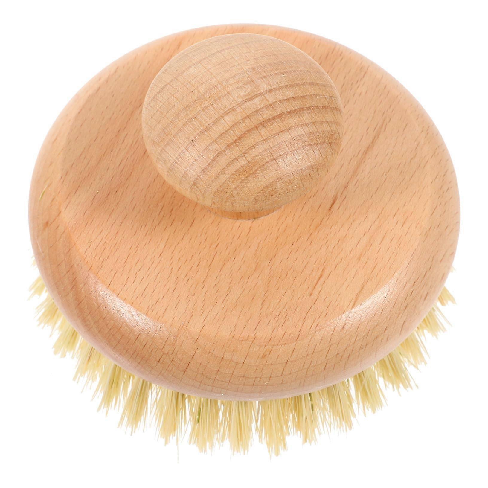 Back Bath Brush with Long Beech Handle Round Head Gentle Exfoliating Soft Bristles for Shower