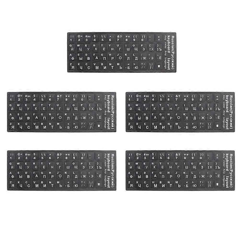 Keyboard Language Stickers Black for 5 Sheets Keyboard Letter Replacement PVC