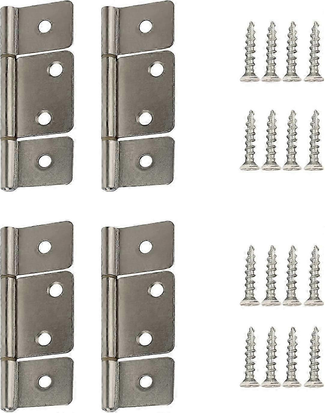 Three Leaf Non-Mortised Hinge for Mobile Home & RV Interior 4 Packa Satin Nickel