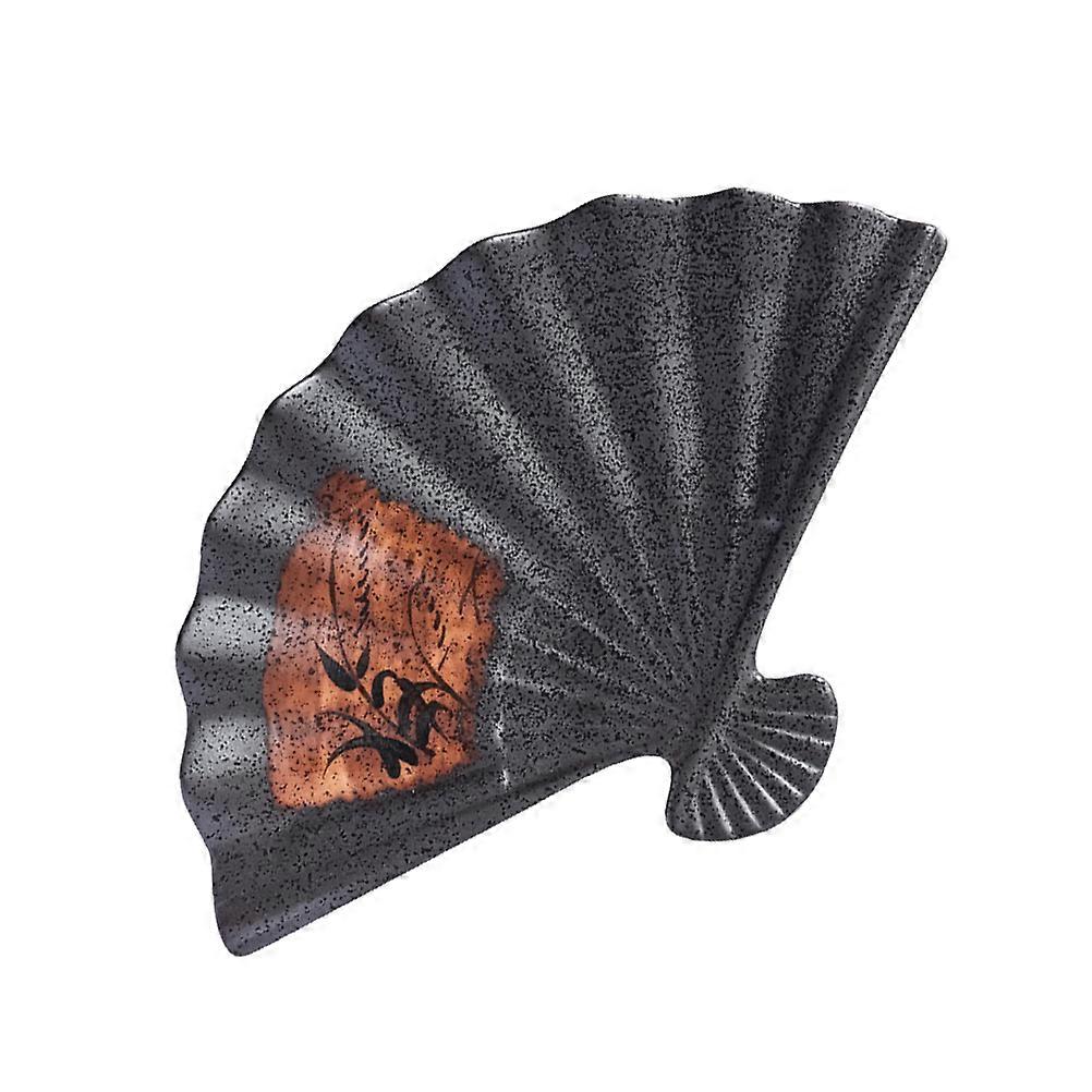 Sector Shaped Sushi Plate Ceramic for Serving 2Pcs Black Tableware