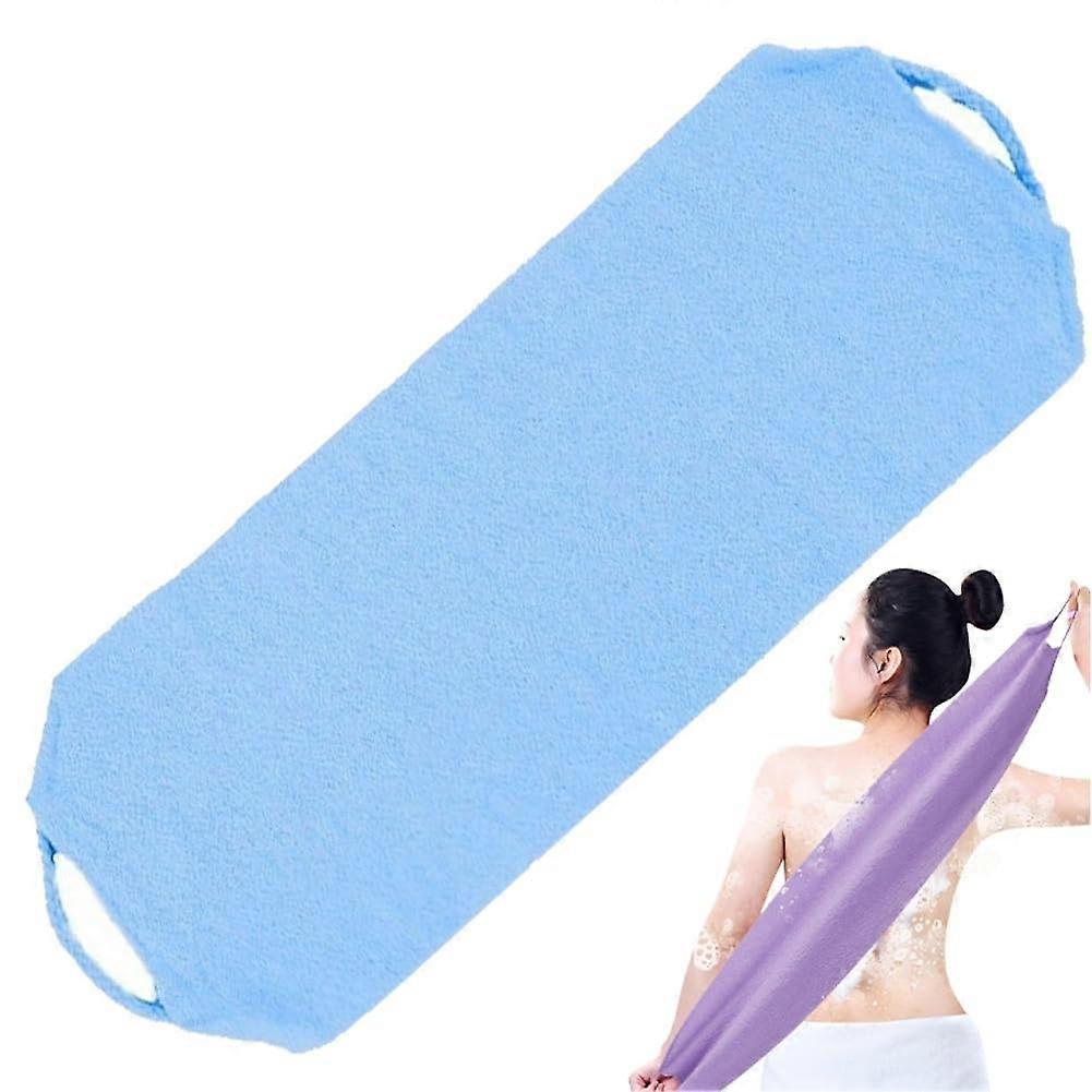 Long Handle Exfoliating Back Scrubber for Shower with Nylon Strap, Stretchable Body Cleaner Blue