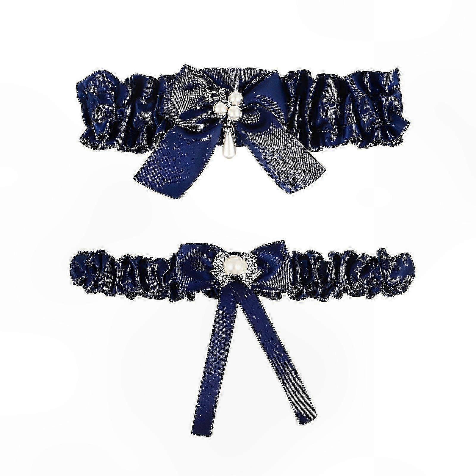 Bridal Lace Garter Set with Bow - 2 Pack Thigh Bands for Wedding