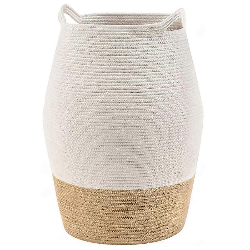 Large Foldable Laundry Basket with Handles, Woven Collapsible Hamper for Clothes Storage