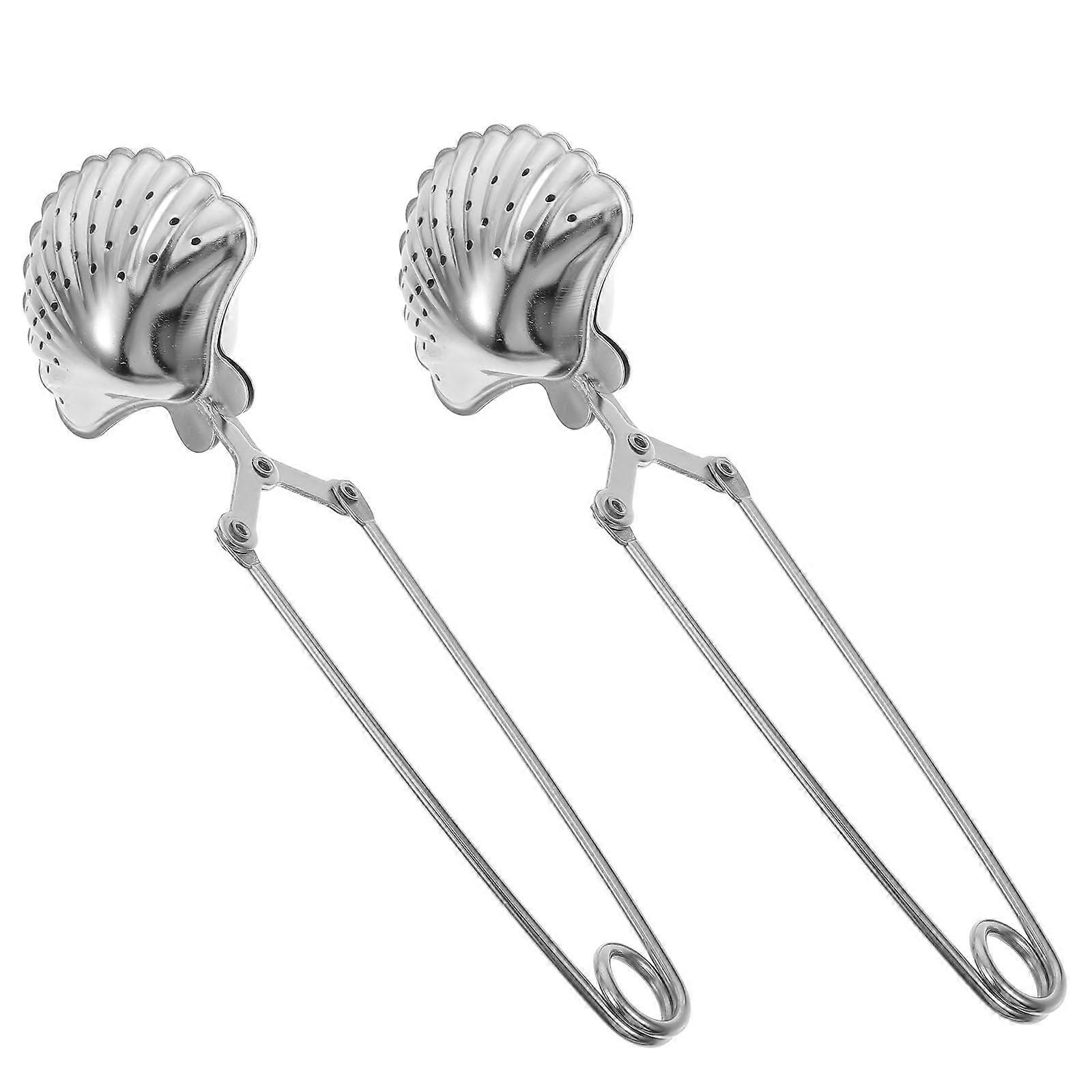 2pcs Stainless Steel Shell Shaped Tea Strainer Set for Loose Leaf Brewing Fine Mesh Rust Resistant
