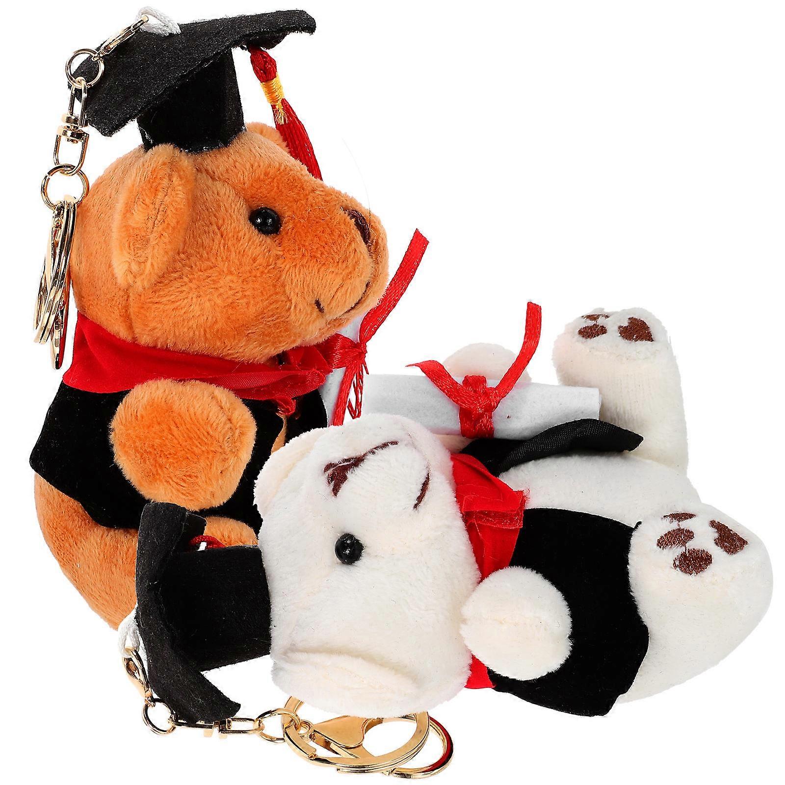 Plush Graduation Bear Key Ring for Kids with 2Pcs Keychains