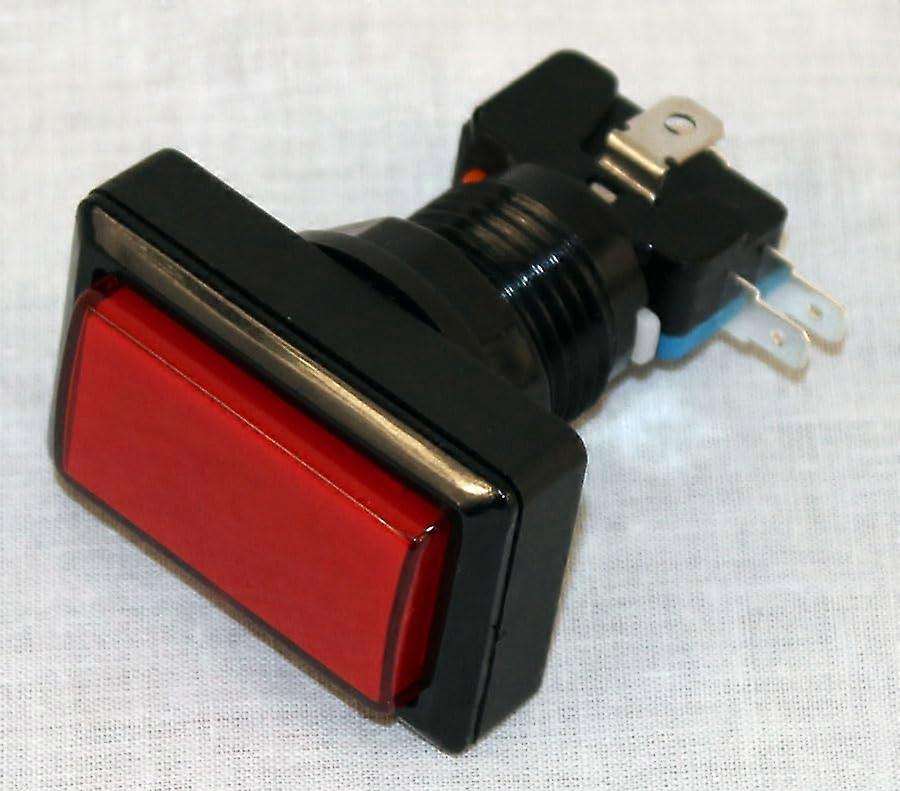 Illuminated Red Rectangle Arcade Button for JAMMA MAME Cabinets, Bright Durable Push Action