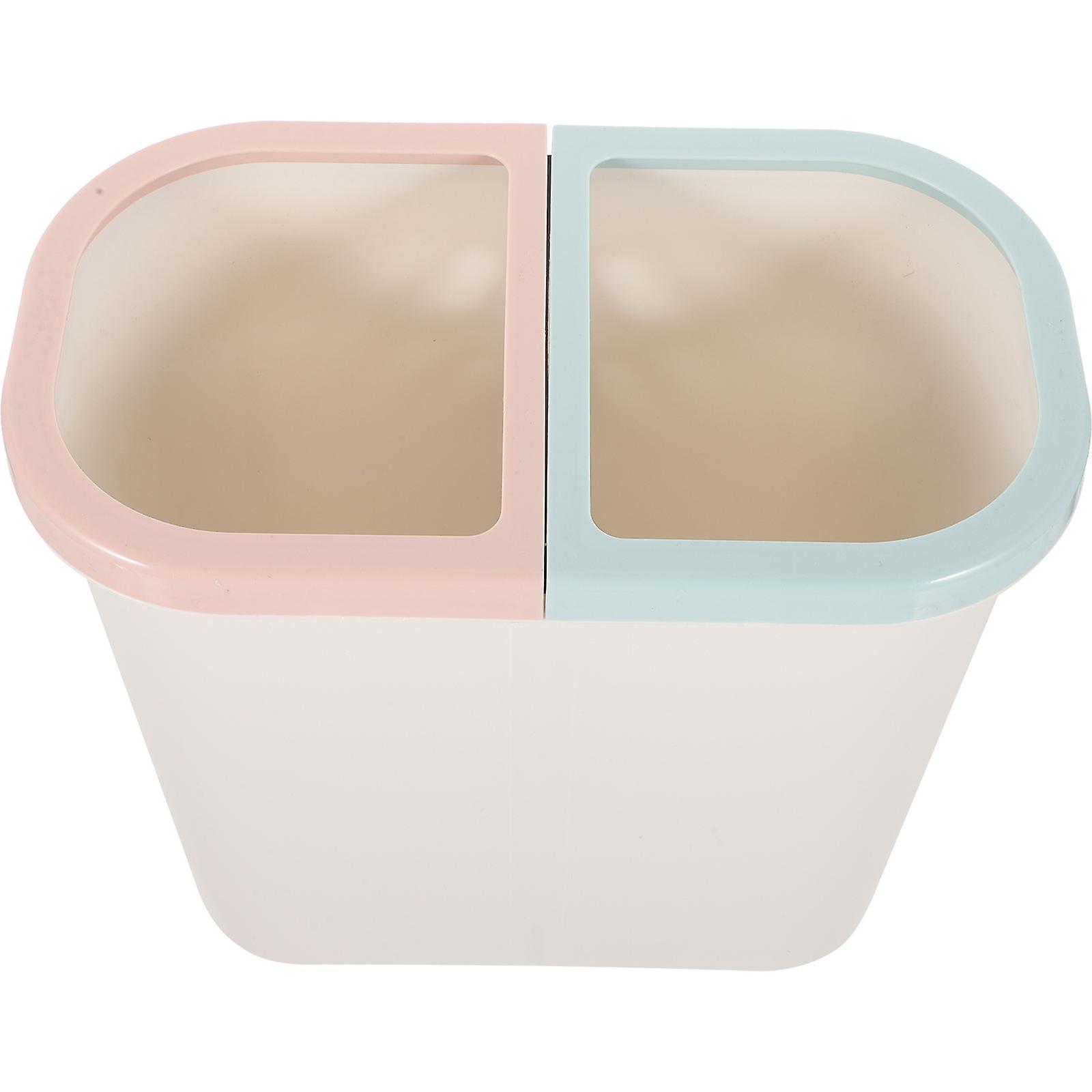 White Double Compartment Waste Bin for Storage Kitchen Trash Can