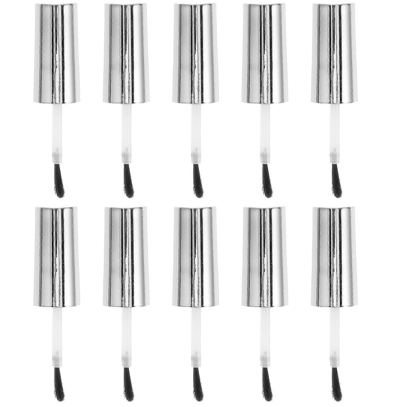 Nail Polish Bottle Caps with Brush Replacement 10Pcs Silver for Salon Use