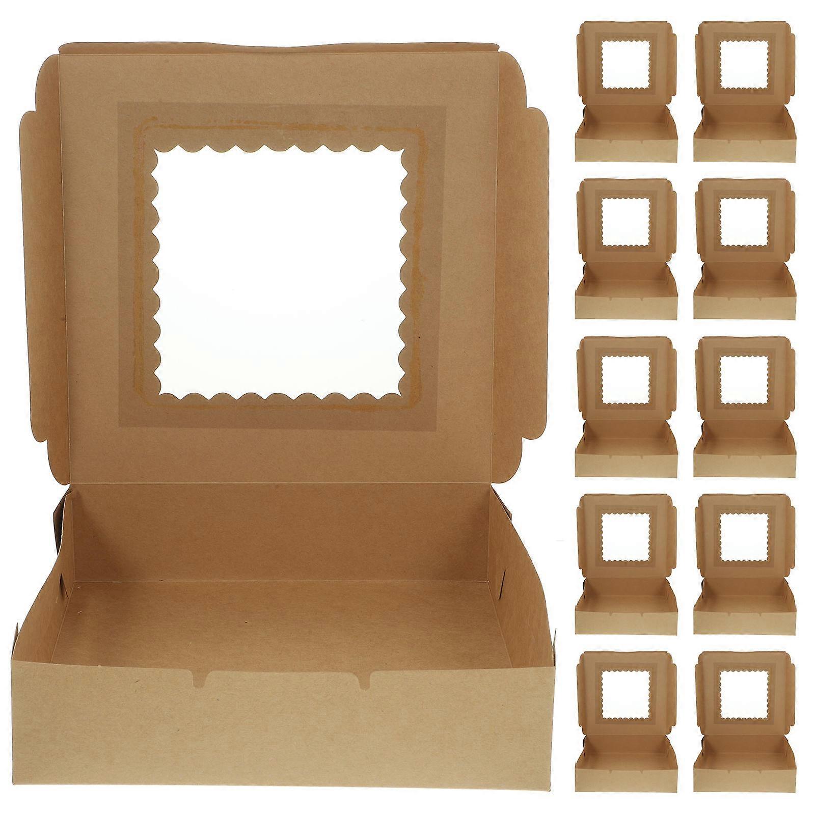 12Pcs Pie Boxes Paper Window for Simple Baking Storage Use