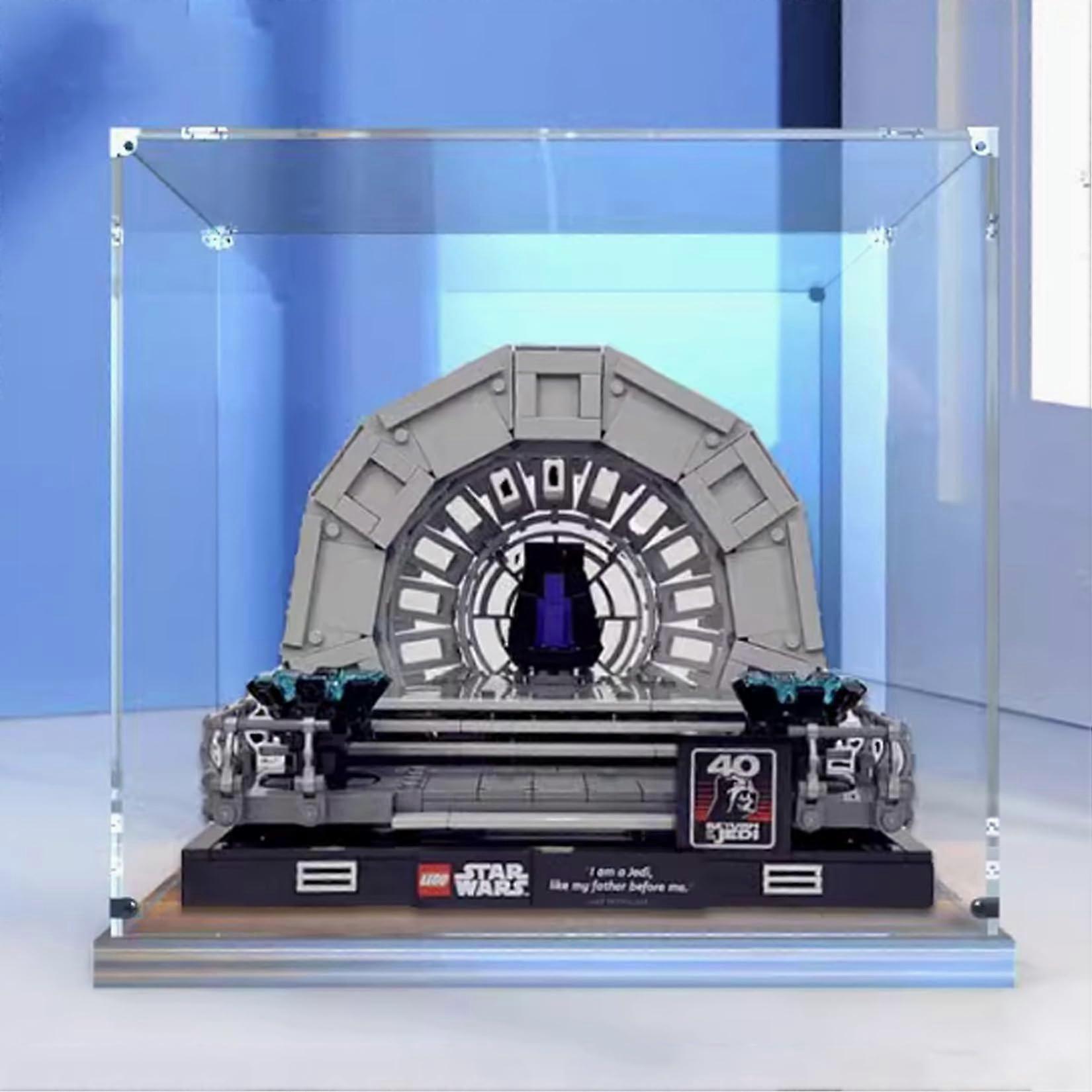 Display Case for  75352 Emperor's Throne Room, Dustproof Clear Acrylic Box with Walnut Base