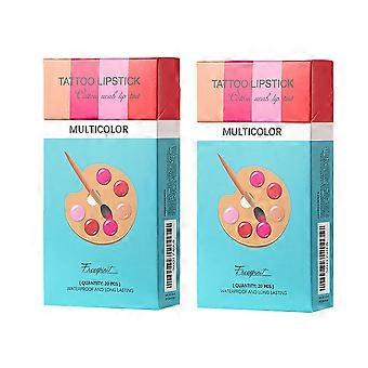 Set de tinte labial desechable multicolor con aplicador de hisopo de algodón higiénico, acabado mate resistente al agua.