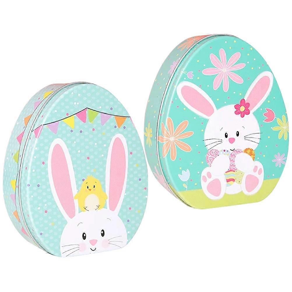 Easter Candy Box Bunny Tinplate Box for Candy Storage 2Pcs