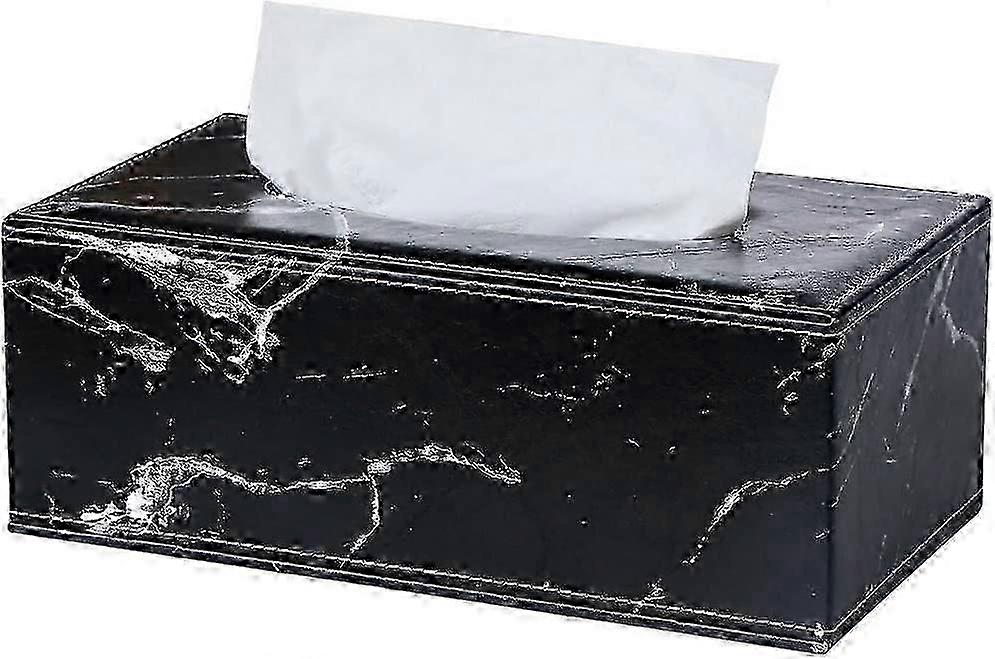 Rectangular Leather Tissue Box (Black Marble)