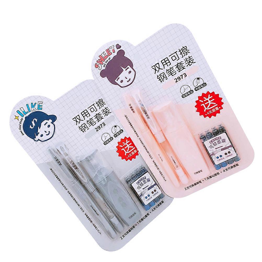 Fountain Pens Creative Erasable Writing Pens for School 2Sets Assorted