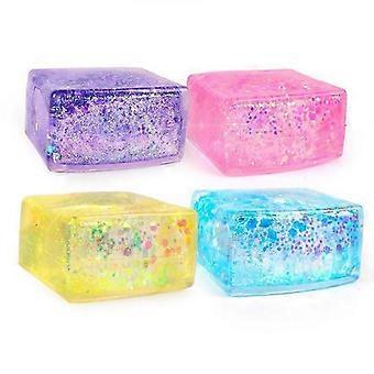 Glitter jääkuutio squishy lelu, revontulet puristaa stressiä lievittävä fidget, 4 kpl
