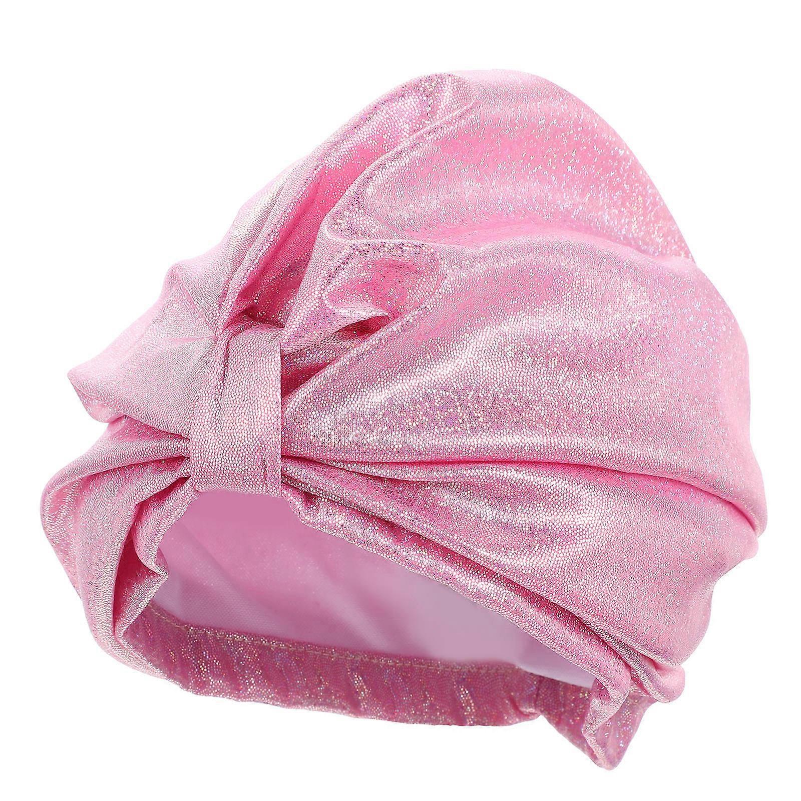 Wasserdichte Badekappe für Damen, elastisch, rosa