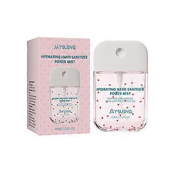 Spray desinfetante para mãos com aroma de morango, 45ml, névoa hidratante de limpeza sem enxágue, spray portátil refrescante para uso diário e em viagens.