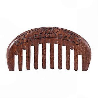 Brosse démêlante en bois avec espacement large et manche sculpté, antistatique, aide à la coiffure