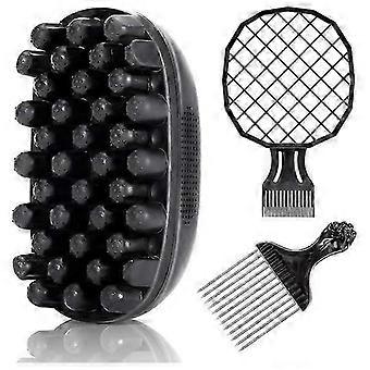 Premium Twist Hair Sponge Brush, Twist Styler Comb Set for Men & Women, Metal Brush Pick and Twist Comb for Afro, Curly