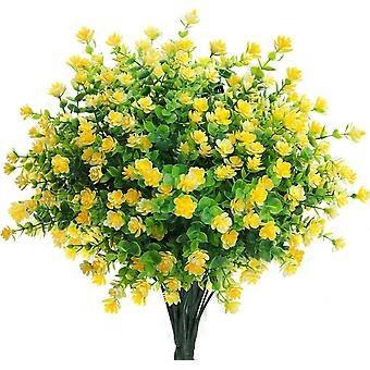 8 paquets de fleurs artificielles extérieures résistantes aux UV jaunes fausses fleurs pour les décorations fausse fleur en plastique pour la maison jardin patio ferme décor