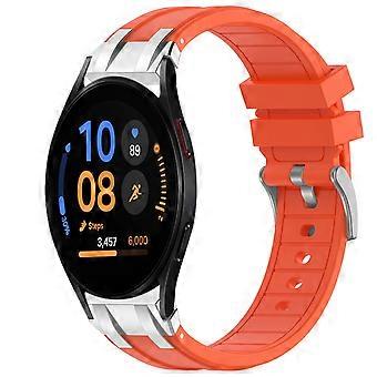 For Samsung Galaxy Watch FE 40mm Silicone Quick Release Silver Buckle Replacement Arm Band Orange