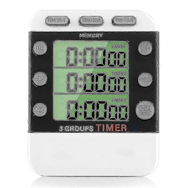 Digital Dual Kitchen Timer, 3 Channels Count Up/down Timer, Triple Cooking Timer, Large Display-dwdz