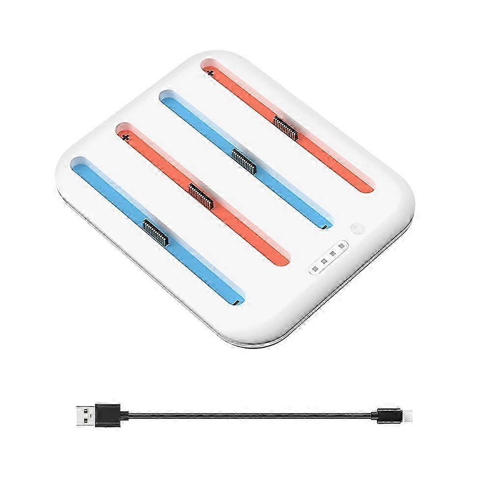 compatible with Charging Dock compatible with 2 LED Indicator 4-Controller Charger Station with Charging Cable White