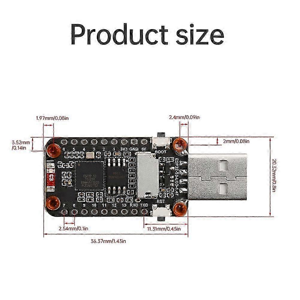ESP32-S3 WiFi Bluetooth Development Board 1.47in LCD Display Microcontroller Development Board USB compatible with IoT DIY Projects
