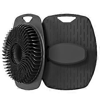 Upgraded Black Silicone Body Scrubber with NonSlip Handle for Deep Cleansing and Gentle Exfoliation