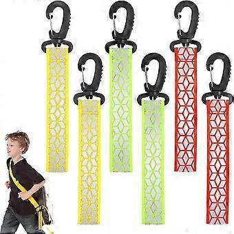 Pack of 6 safety reflective strips, can be attached to keychains, suitable for children's clothing and backpacks, and appropriate for cycling, hiking,