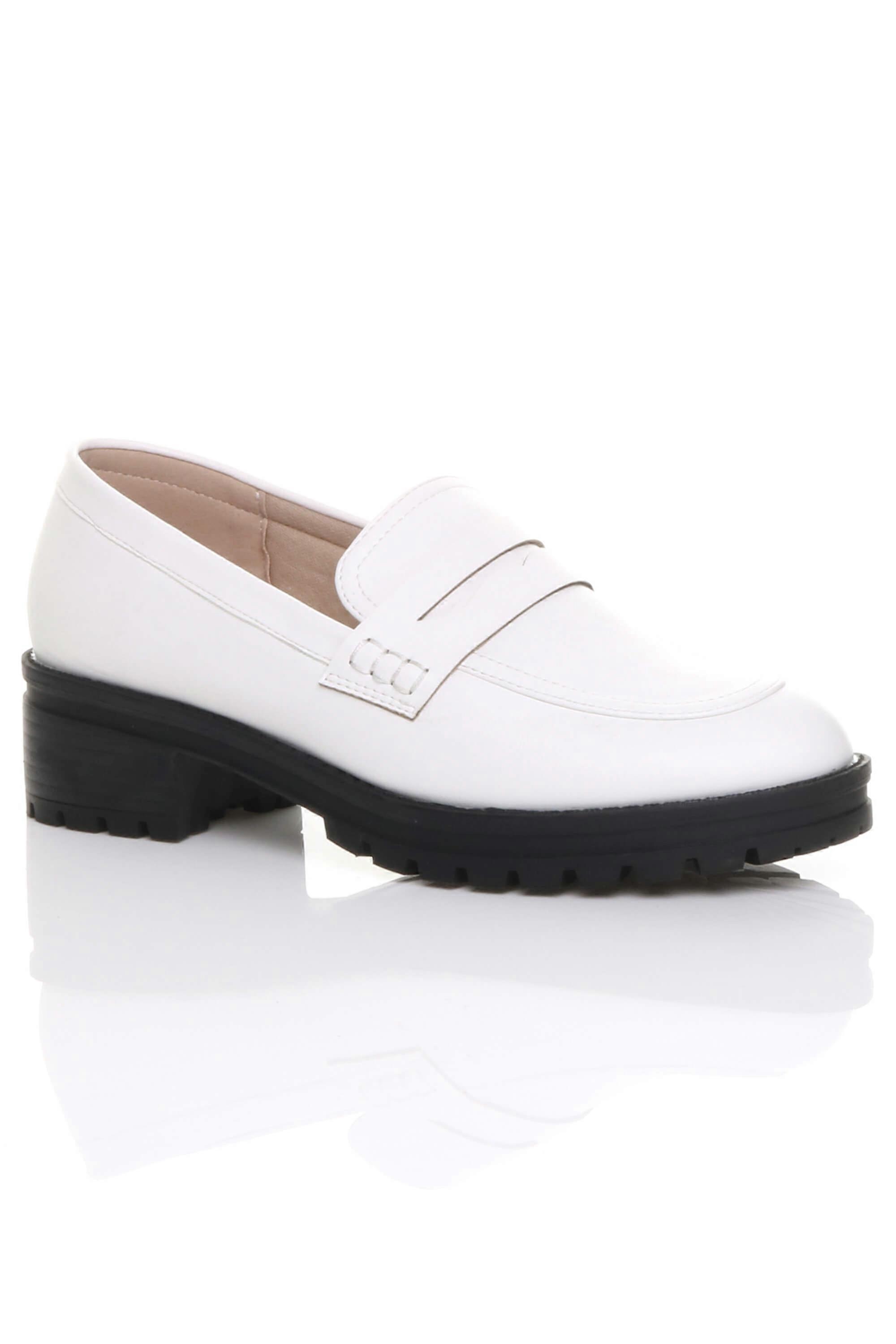 Flat Chunky Heeled Penny Loafers