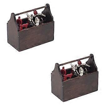 Mini Familjeverktygslåda Kostymmodell för Dekoration 2Set Ljusbrun