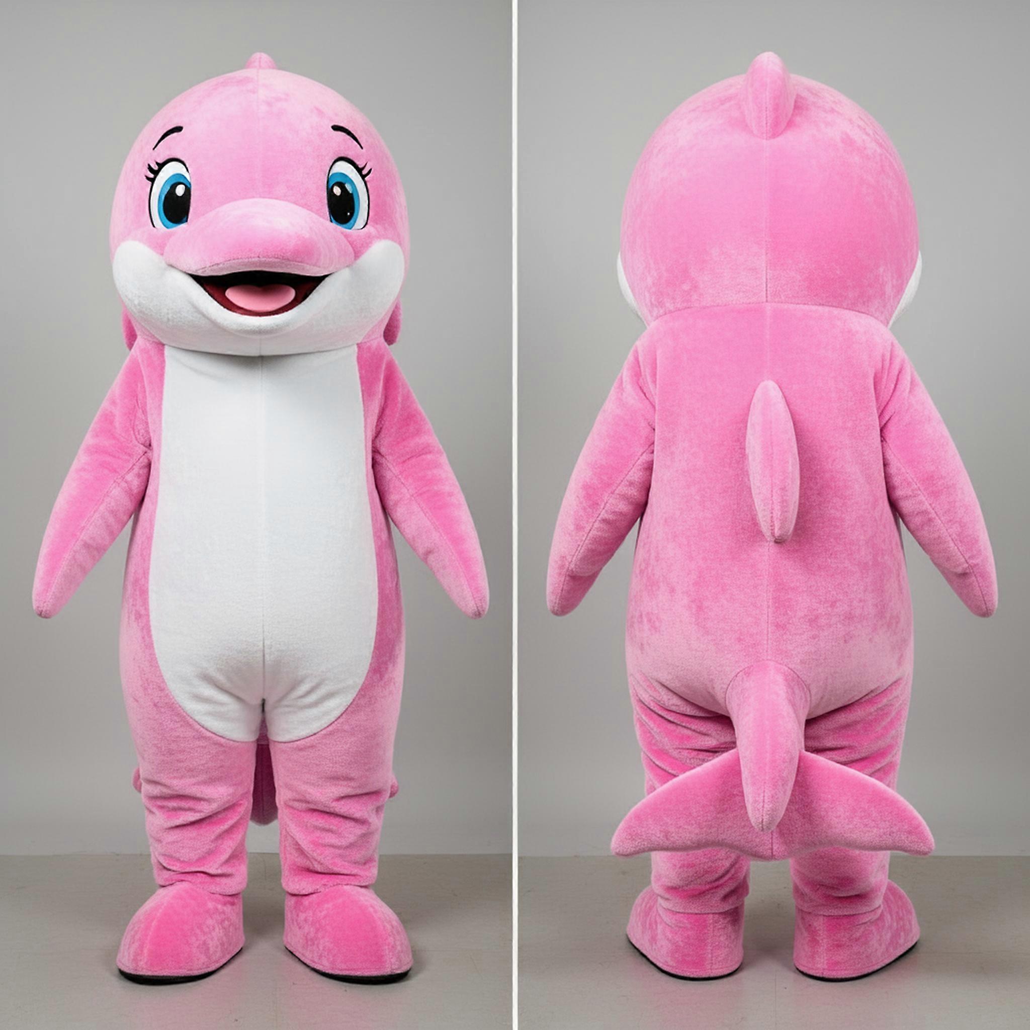 MASTICOT Pink Smiling Dolphin Mascot