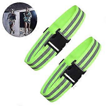 2pcs Reflective Belt,visibility Belt,reflective Gear For Running,green