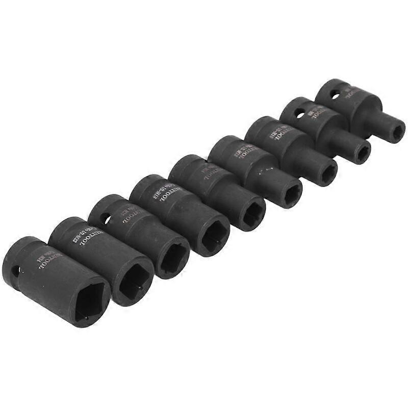 9-piece set: 1/2-inch square socket, reverse socket, pneumatic wrench, square socket, square wrench