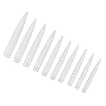 10pcs Professional Long Pointed Nail Tip Home Salon Fake False Nail Set Manicure ToolTransparent Color