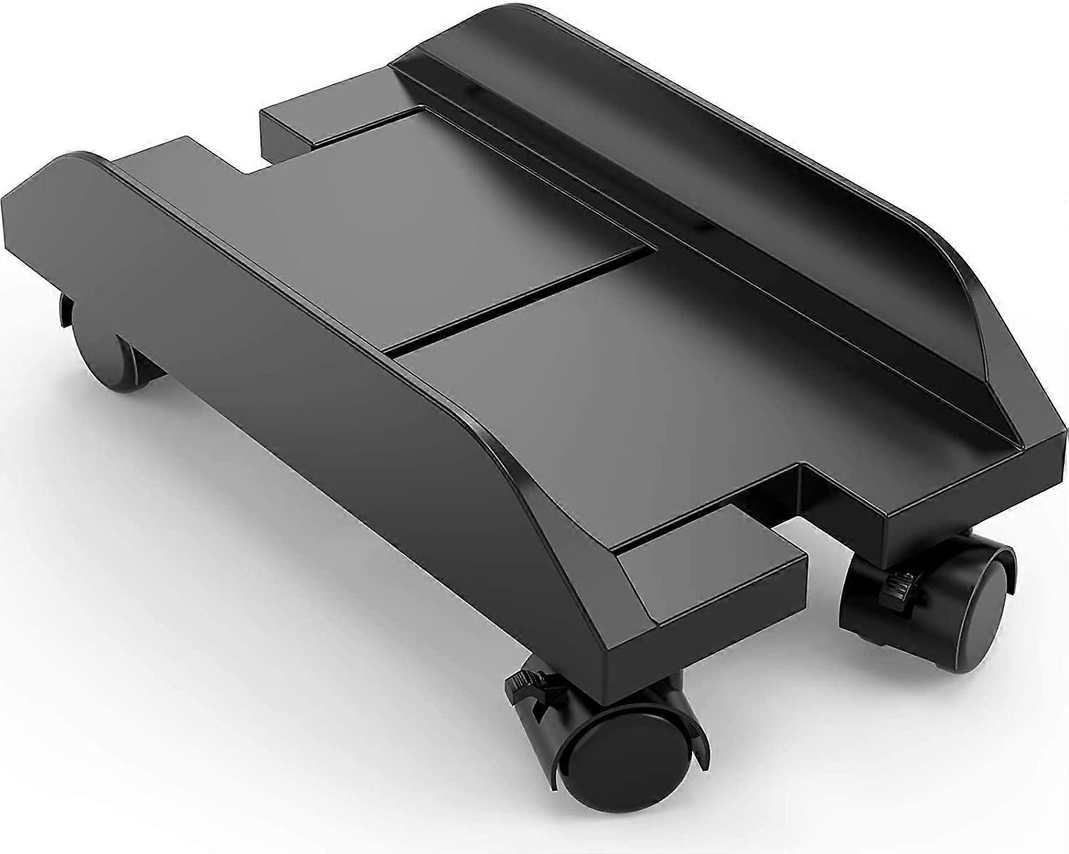 Computer Tower Stand with Lockable Rolling Wheels, Adjustable Under Desk PC Case Holder for Desktop Tower, Black